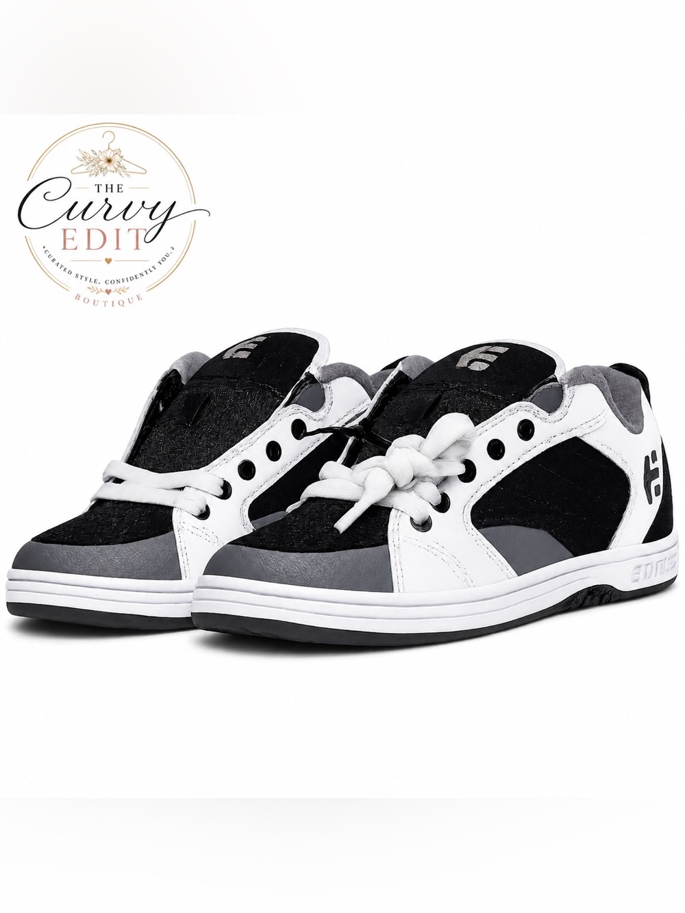 Etnies Czar Skate Shoes Men’s 9.5 Black White Gray Leather Sneakers NWOT